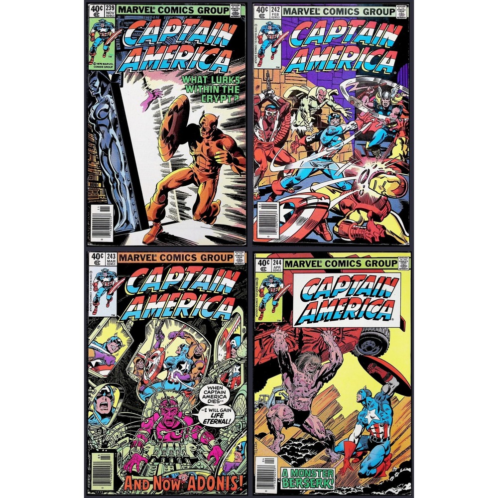 Captain America 4X Comic Lot #239 242 243 244 Newsstand‎ Marvel